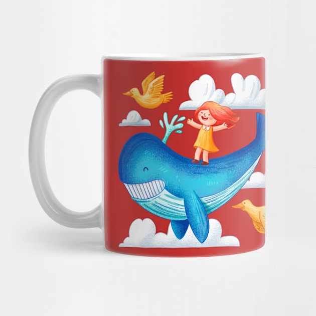 Children Whale Flying by Mako Design 